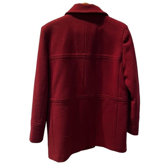 Liz Claiborne Women's Wool Pea Coat Burgundy Small - Picture 2 of 9